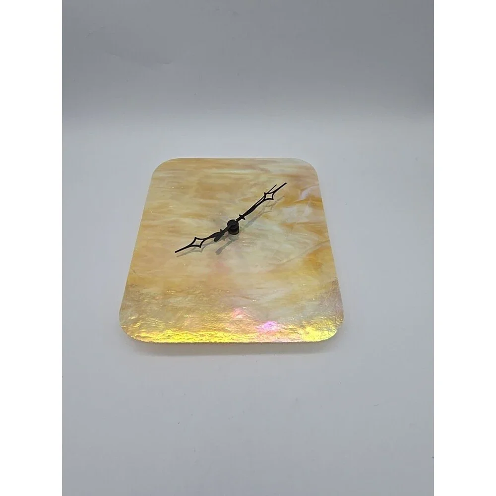 Irridescent Stained Glass Handmade Wall Clock